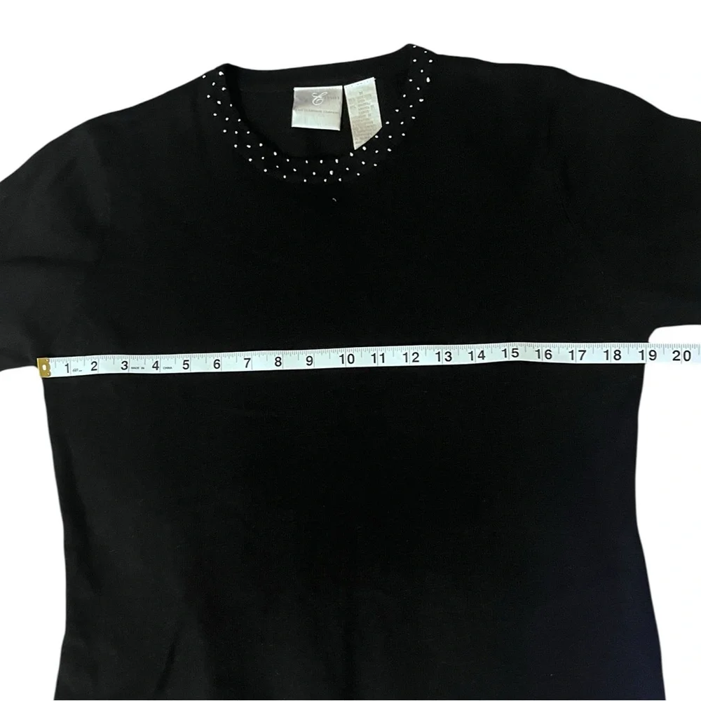 Emma James Black Embroidered Silk Blend Cardigan Sweater Set Size M